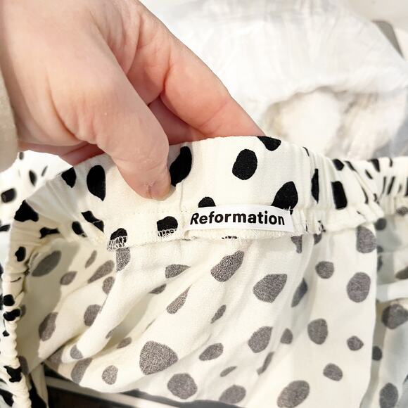 Reformation Lores Off The Shoulder Polka Dot Wrap Top Blouse White Medium - Picture 3 of 5